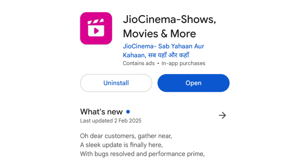 Install & open JioCinema